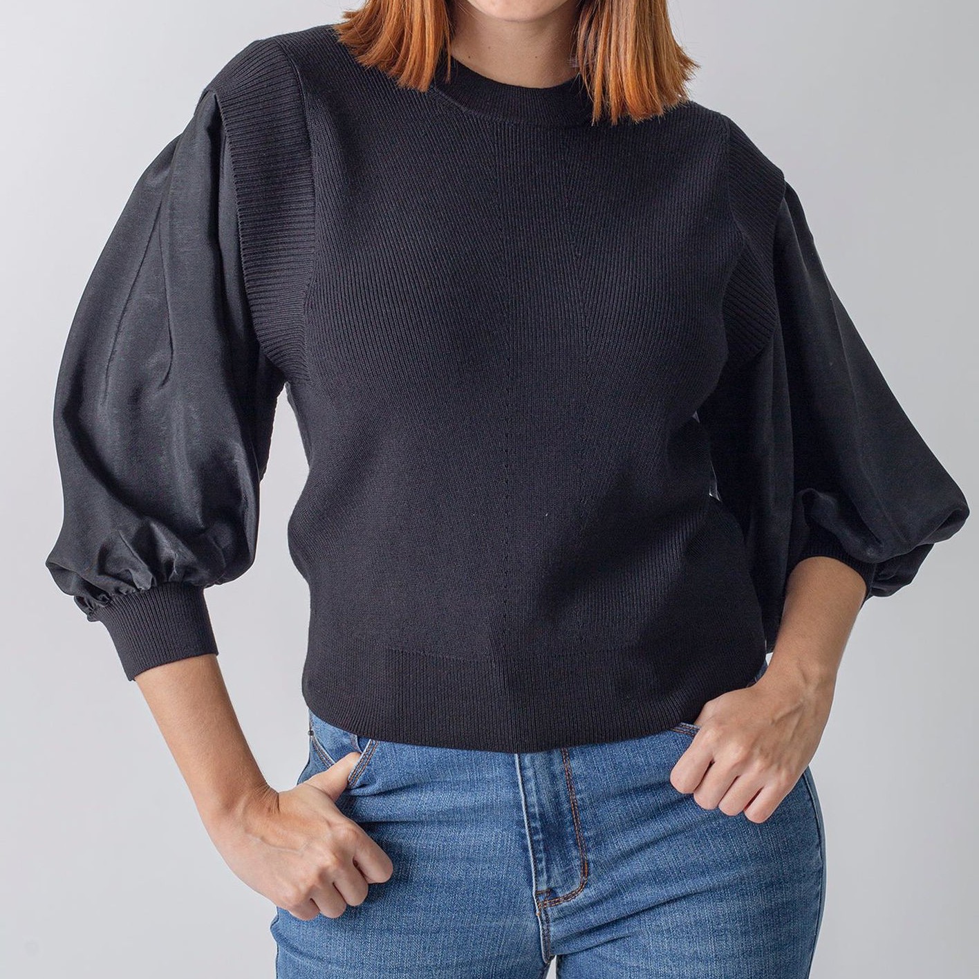 DKNY Palaidinės moterims, Juoda, L/s mix media top