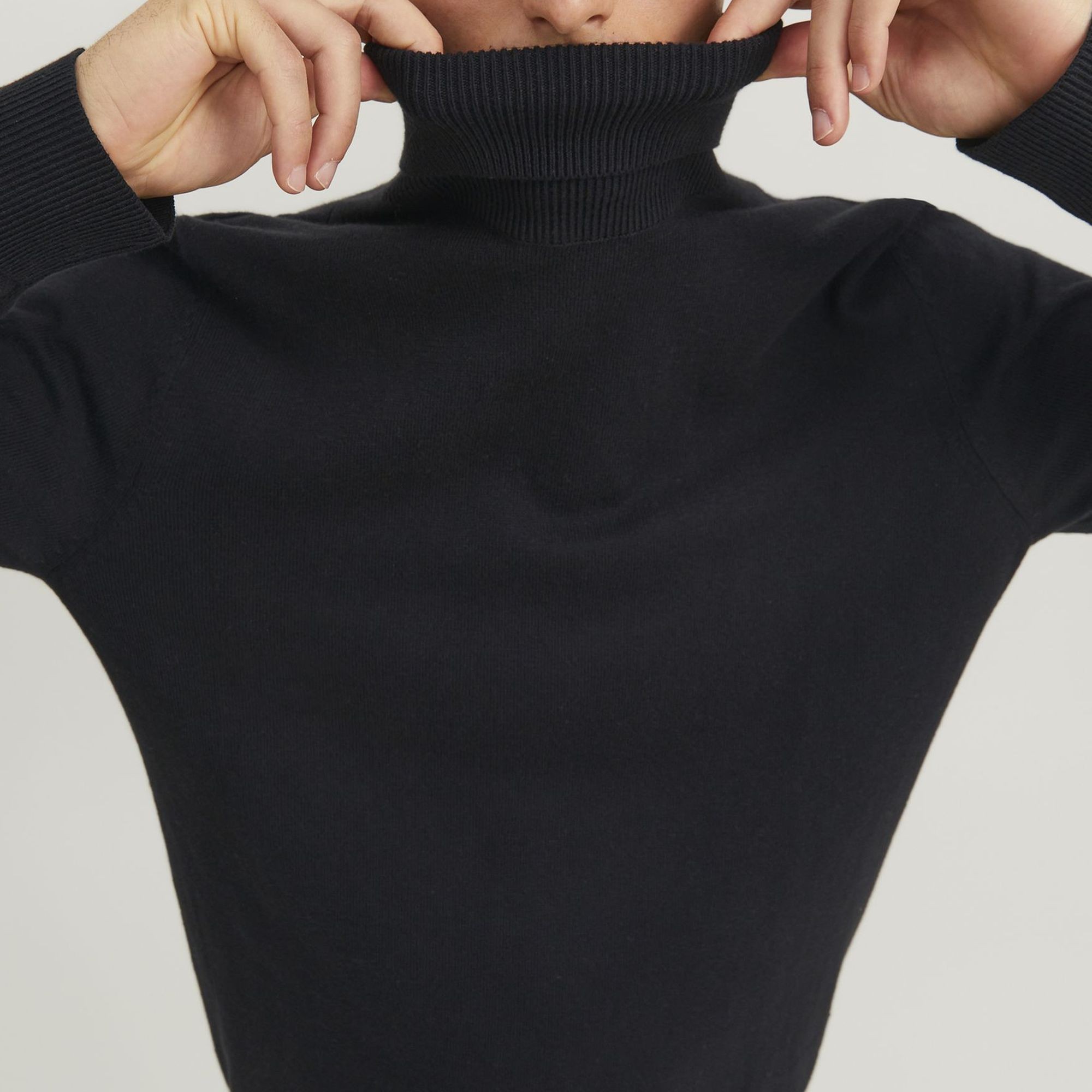 JACK & JONES Megztinis vyrams, Juoda, JJEEMIL KNIT ROLL NE 7