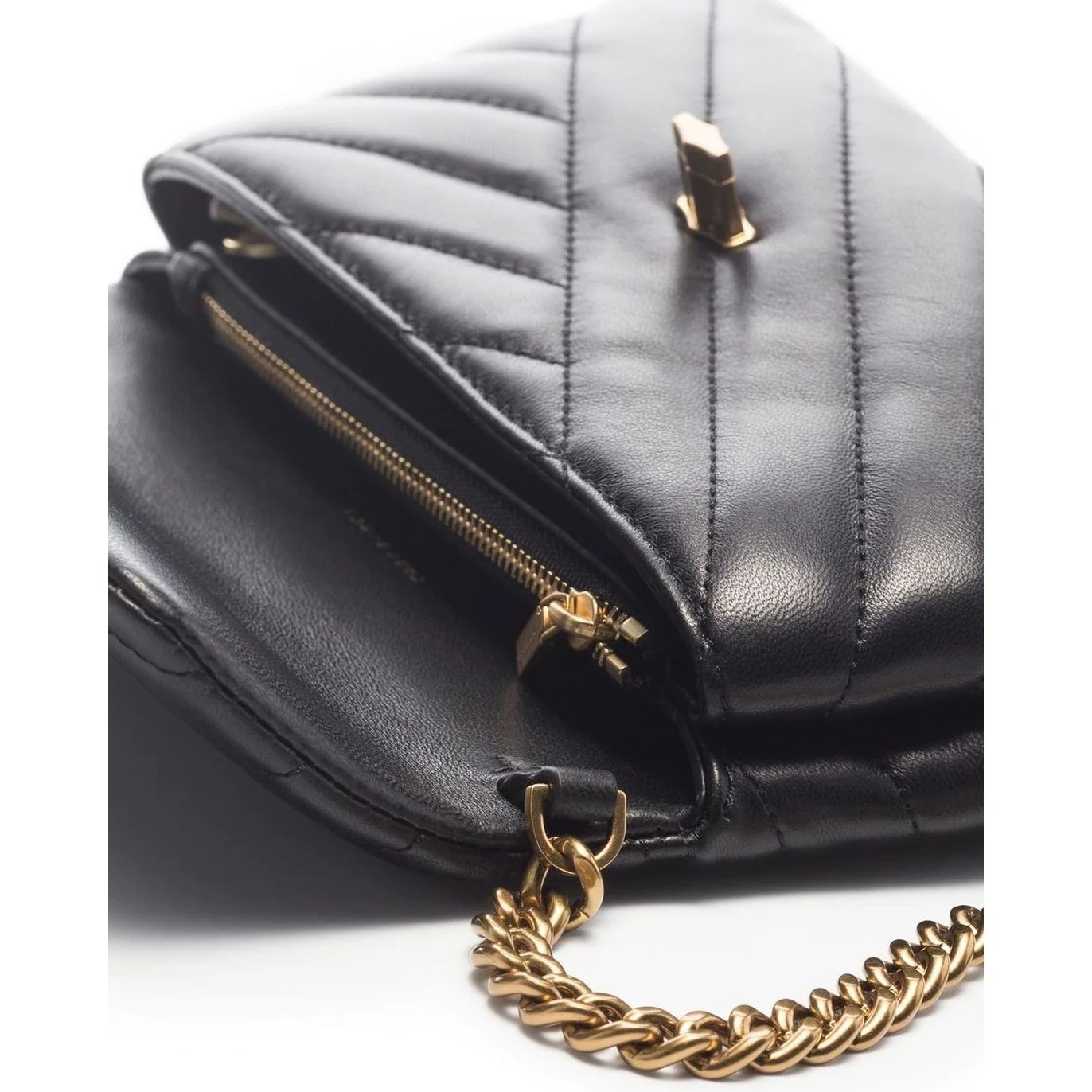 TORY BURCH Piniginė moterims, Juoda, Kira chevron chain wallet 5