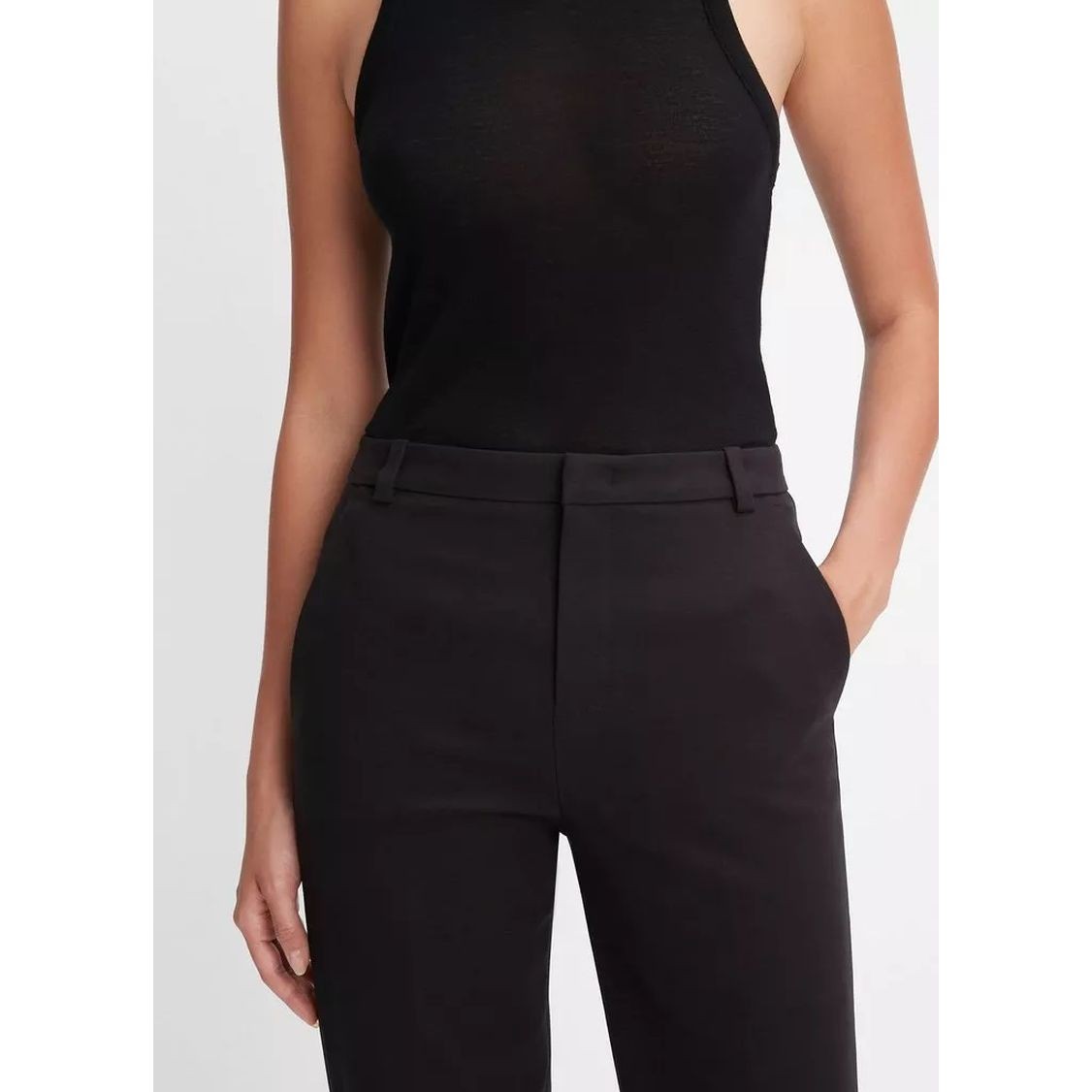 VINCE Kelnės moterims, Juoda, Cotton stretch boot trouser 4