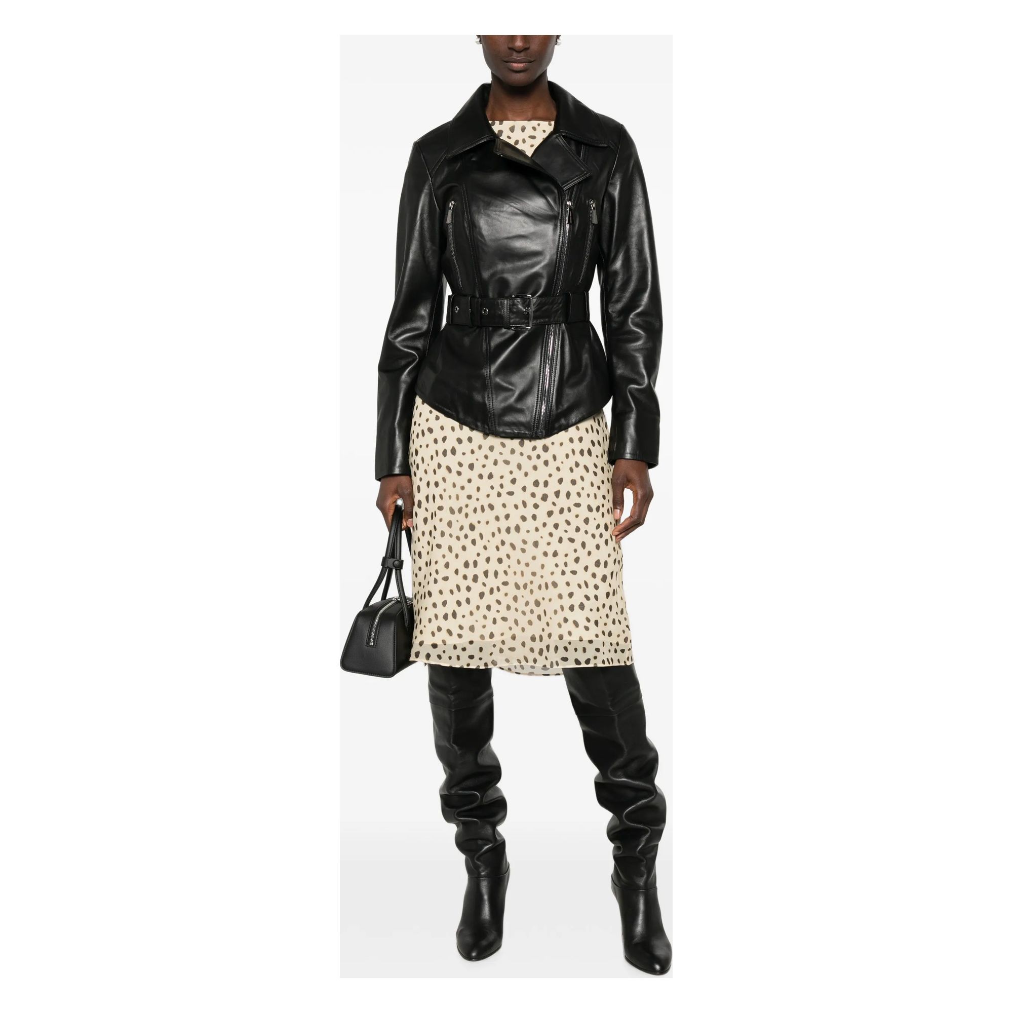ADRIANNA FERETTI Odinė striukė moterims, Juoda, Leather jacket 2