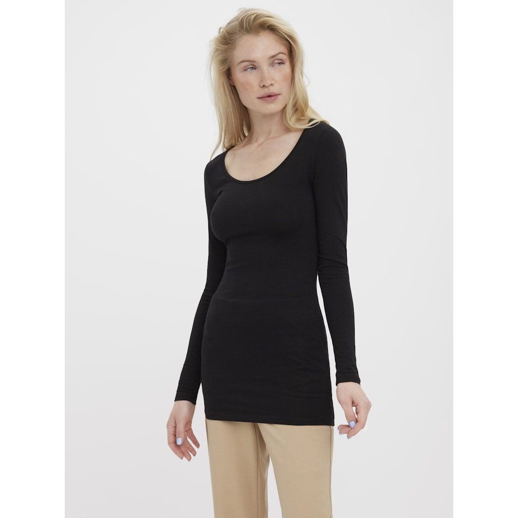 VERO MODA Marškinėliai moterims, Juoda, VMMAXI MY LS SOFT LO 4