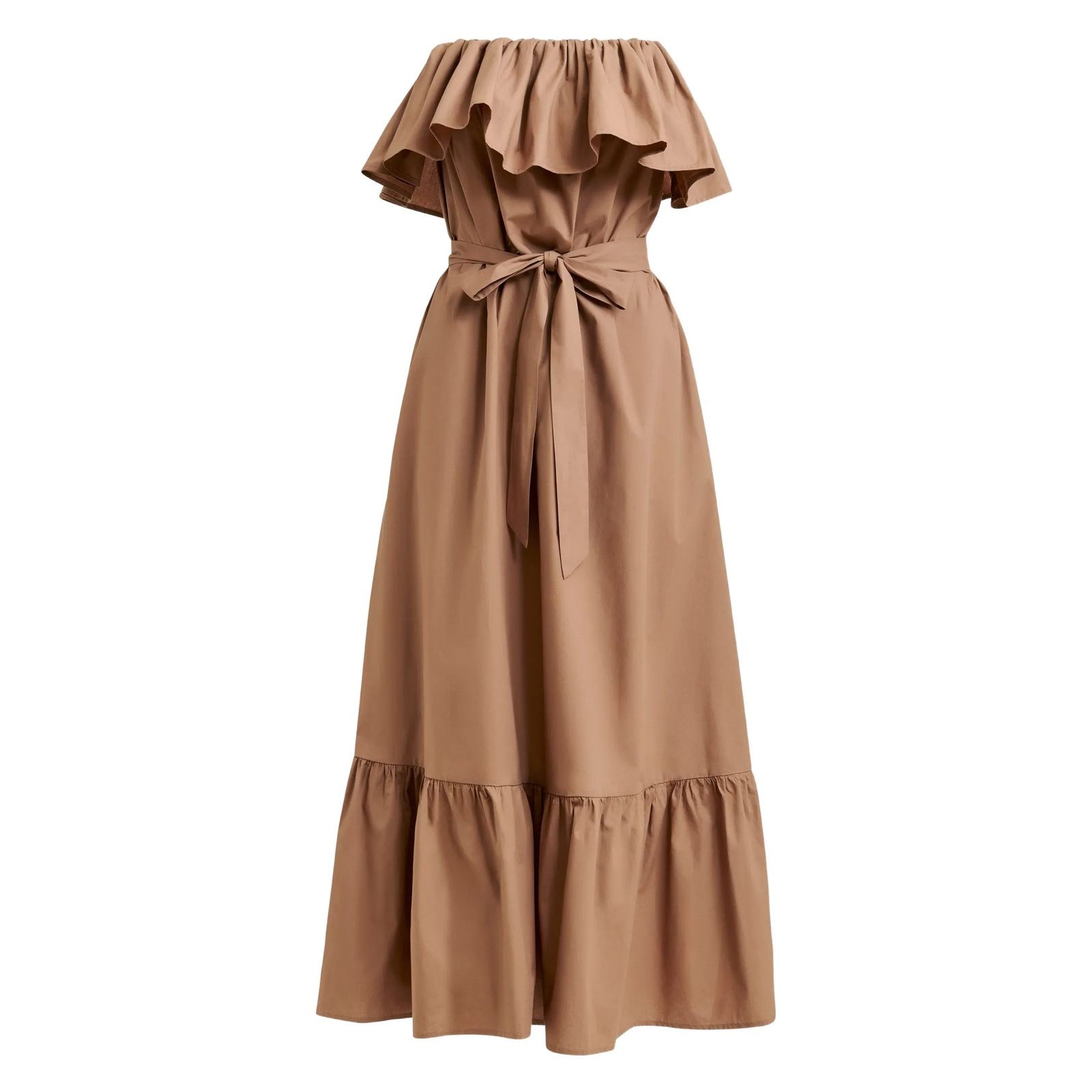 ESSENTIEL ANTWERP Maxi suknelė moterims, Ruda, 2 belted ruffle dress 1