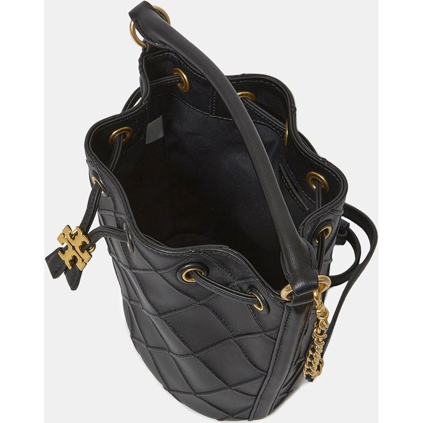 TORY BURCH Rankinė per petį moterims, Juoda, Fleming soft bucket bag 5