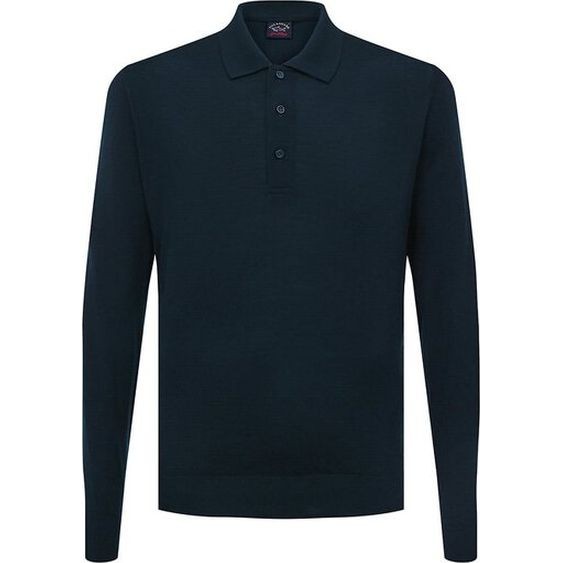 PAUL&SHARK Polo marškiniai ilgos rank. vyrams, Mėlyna, men's woollen polo shirt