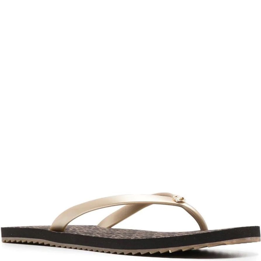 MICHAEL KORS Pliažo šlepetės per pirštą moterims, Ruda, Jinx flip flop 1