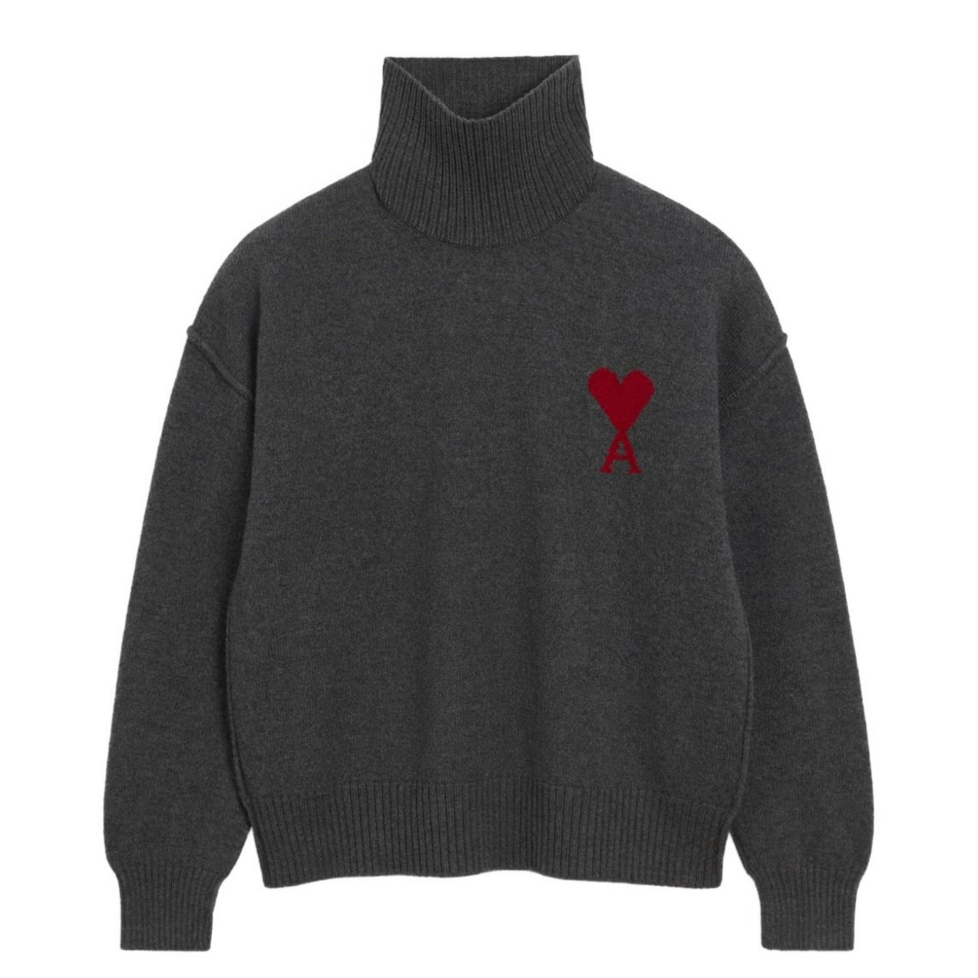 AMI PARIS Megztinis, Pilka, Funnel neck sweater 1