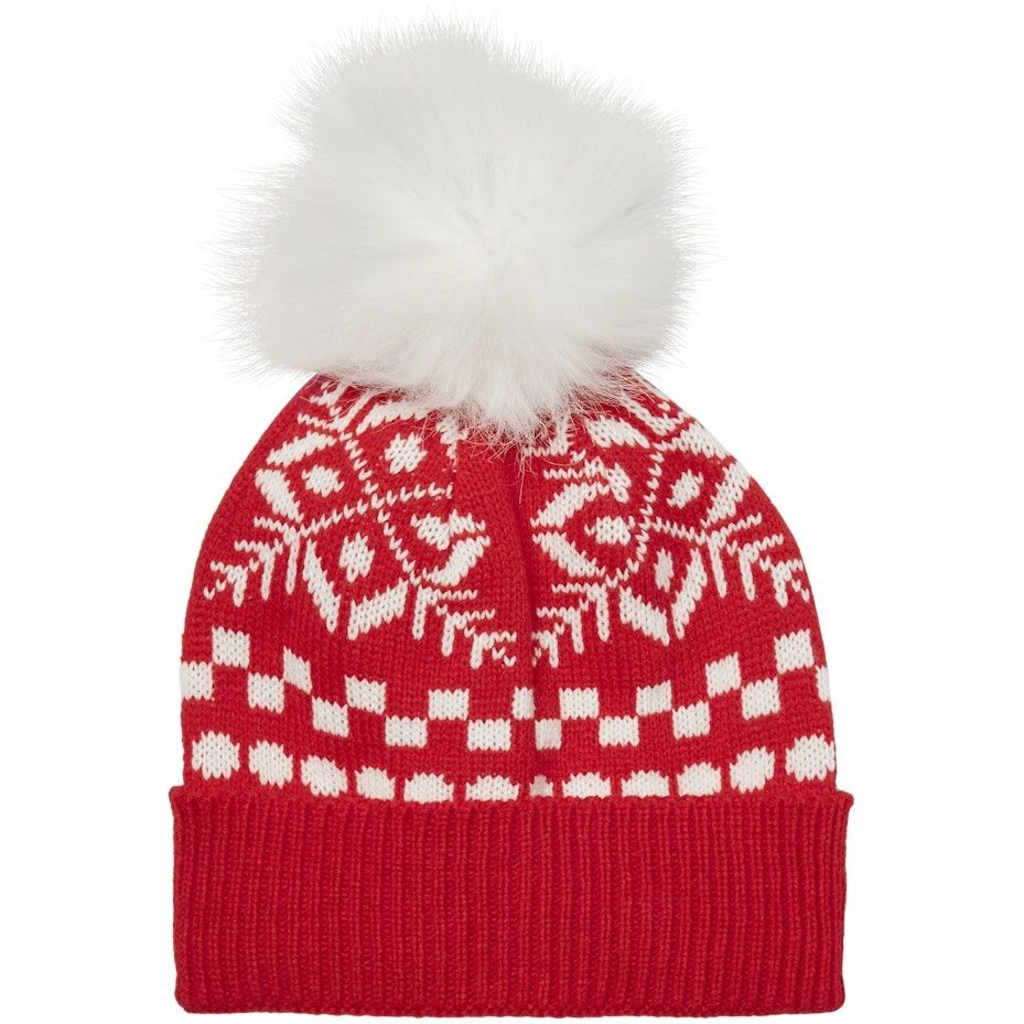 VERO MODA Kepurė moterims, Raudona, VMSNOWFLAKE PATTERN