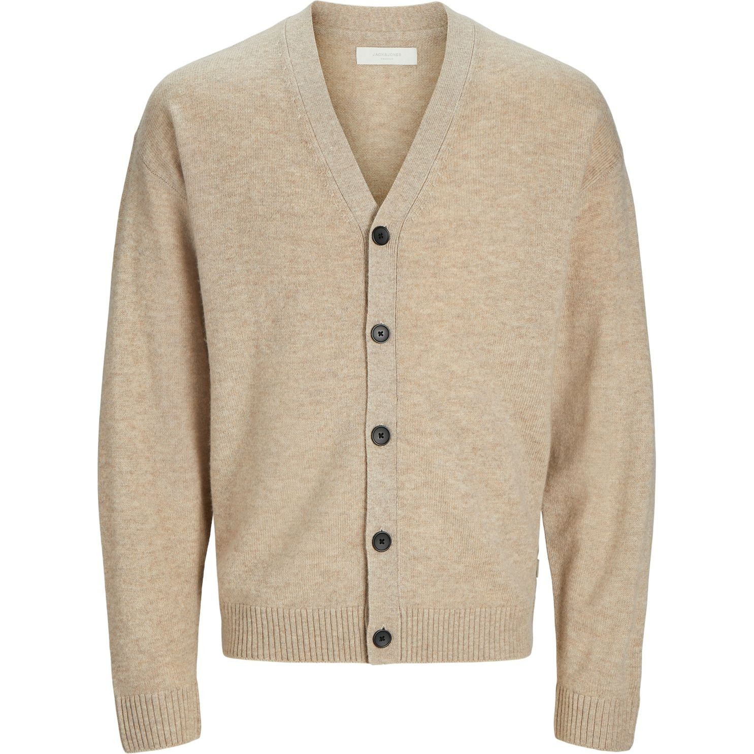 JACK & JONES Kardiganas vyrams, Smėlio, Lambs wool knit cardigan