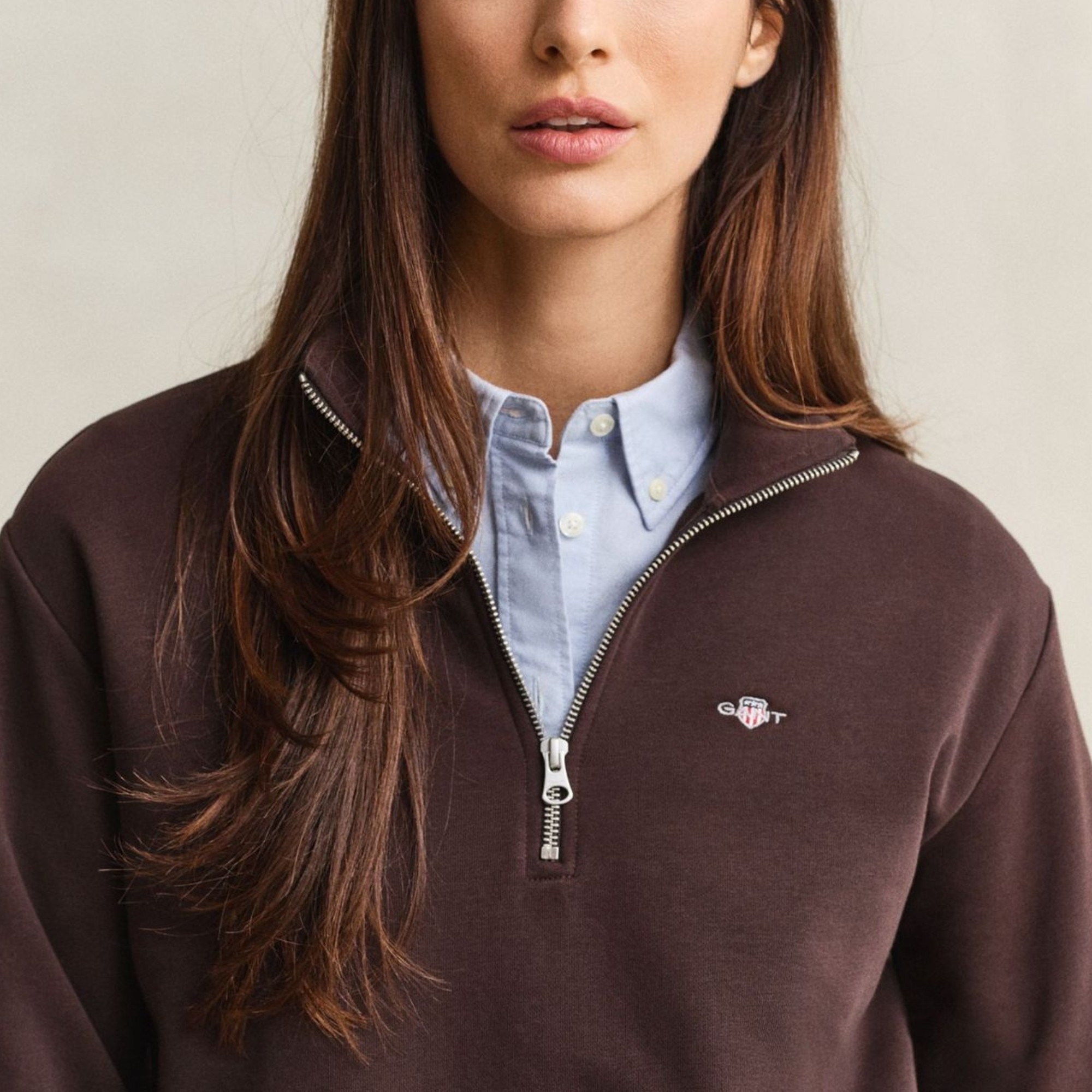 GANT Džemperis moterims, Ruda, Shield half-zip 3