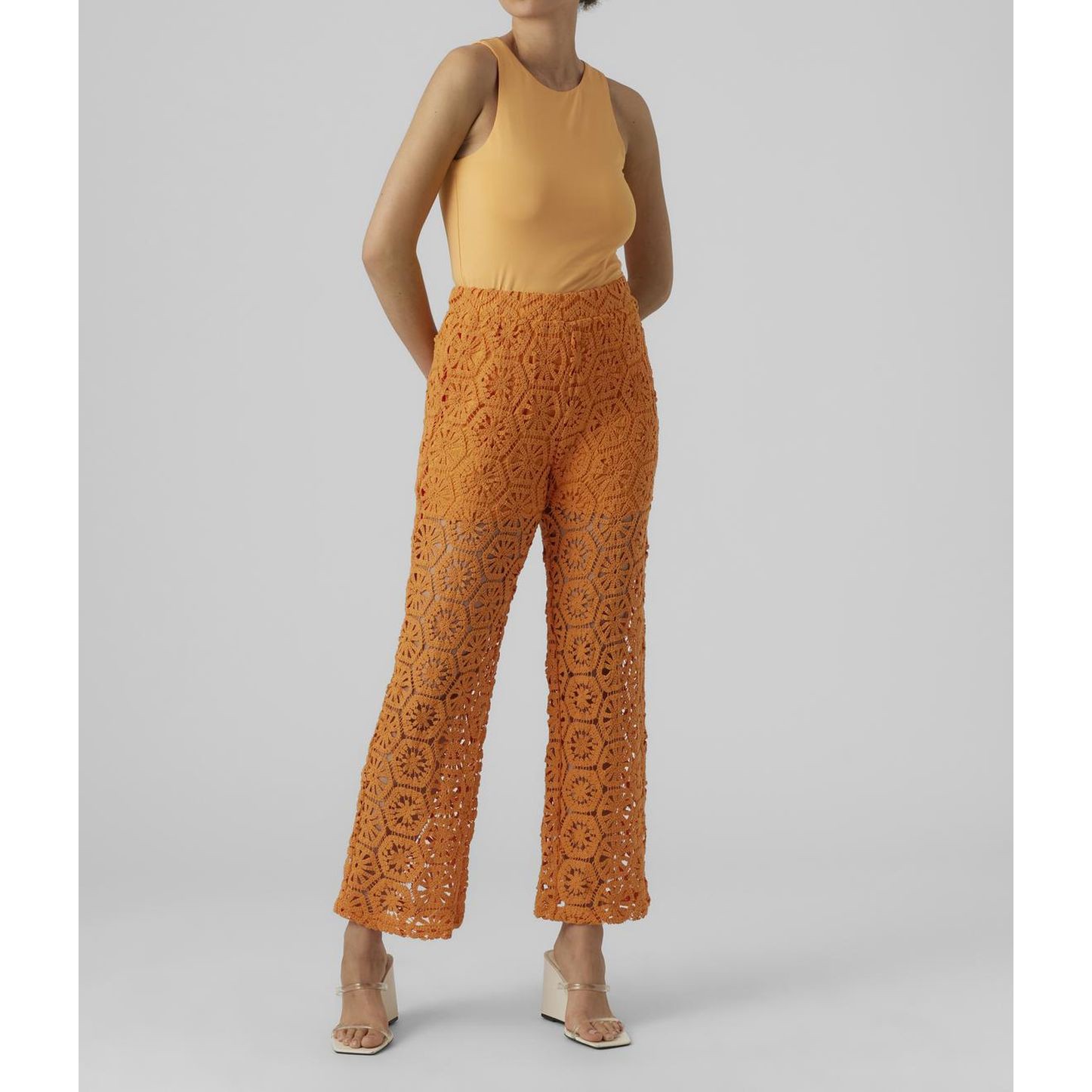 VERO MODA Kelnės moterims, Oranžinė, VMSUNSHINE H/W EMB PA 3
