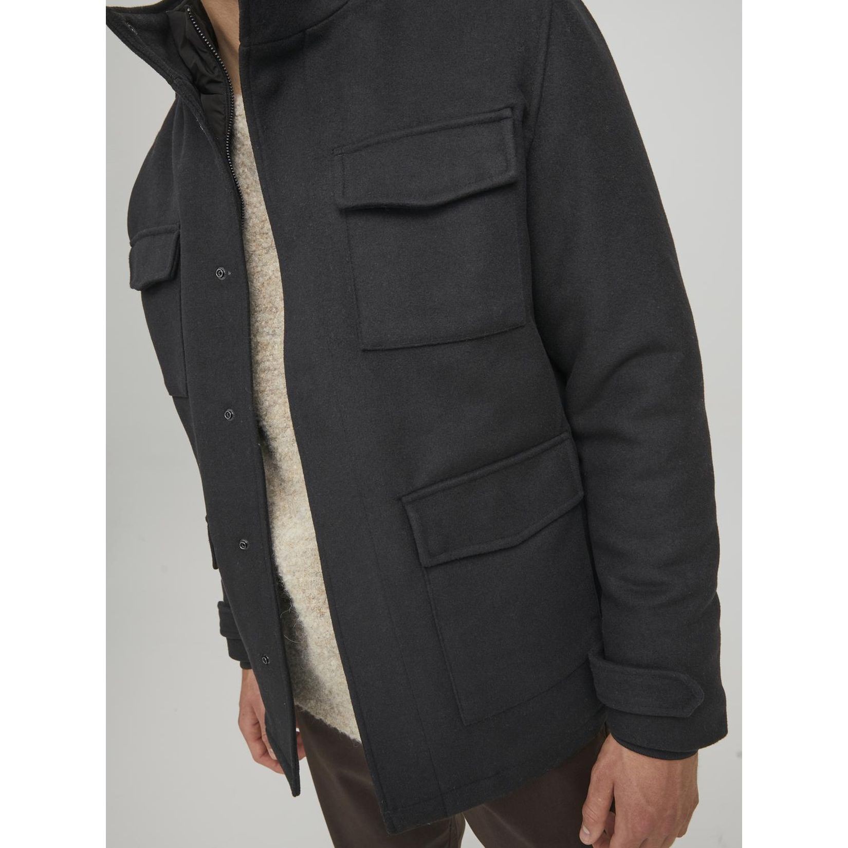 JACK & JONES Striukė vyrams, Juoda, JPRBLAPARKER WOOL FIEL 6