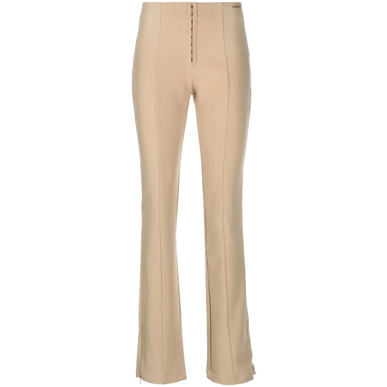 CALVIN KLEIN JEANS Formalios kelnės moterims, Smėlio, Slim fit high waist pants 1
