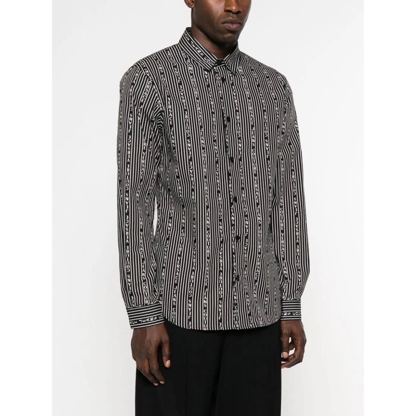 VERSACE JEANS CUTURE Marškiniai ilgomis rankovėmis vyrams, Juoda, S print shirts 2