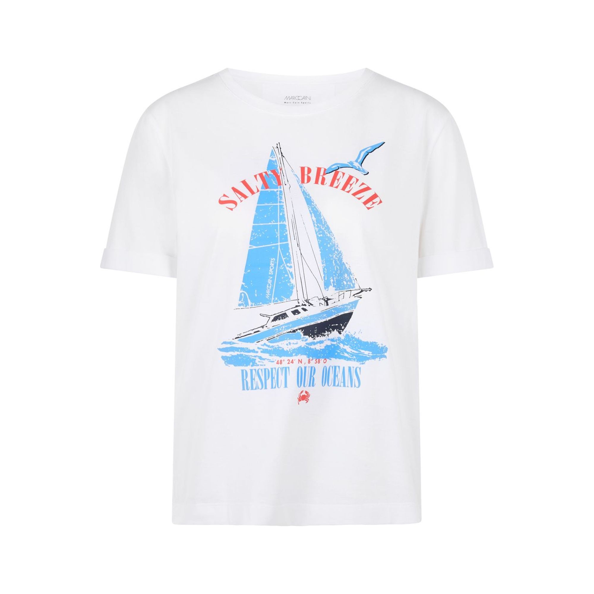 MARC CAIN Marškinėliai trump. rankovėmis moterims, Balta, T-shirt 1