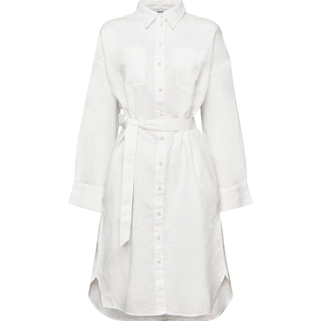 Midi suknelė moterims, Balta, linen dress